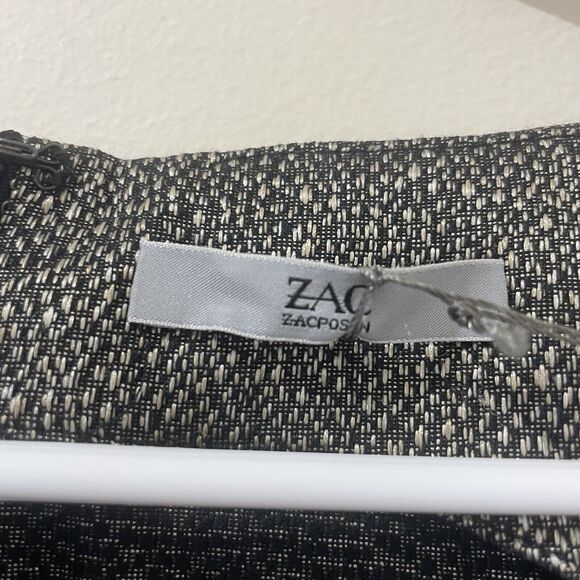 Zac Posen Bonnie Dress Formal Shiny Wind Black Fluted Scoop Neck Sz 22P NEW NWT - Picture 4 of 8